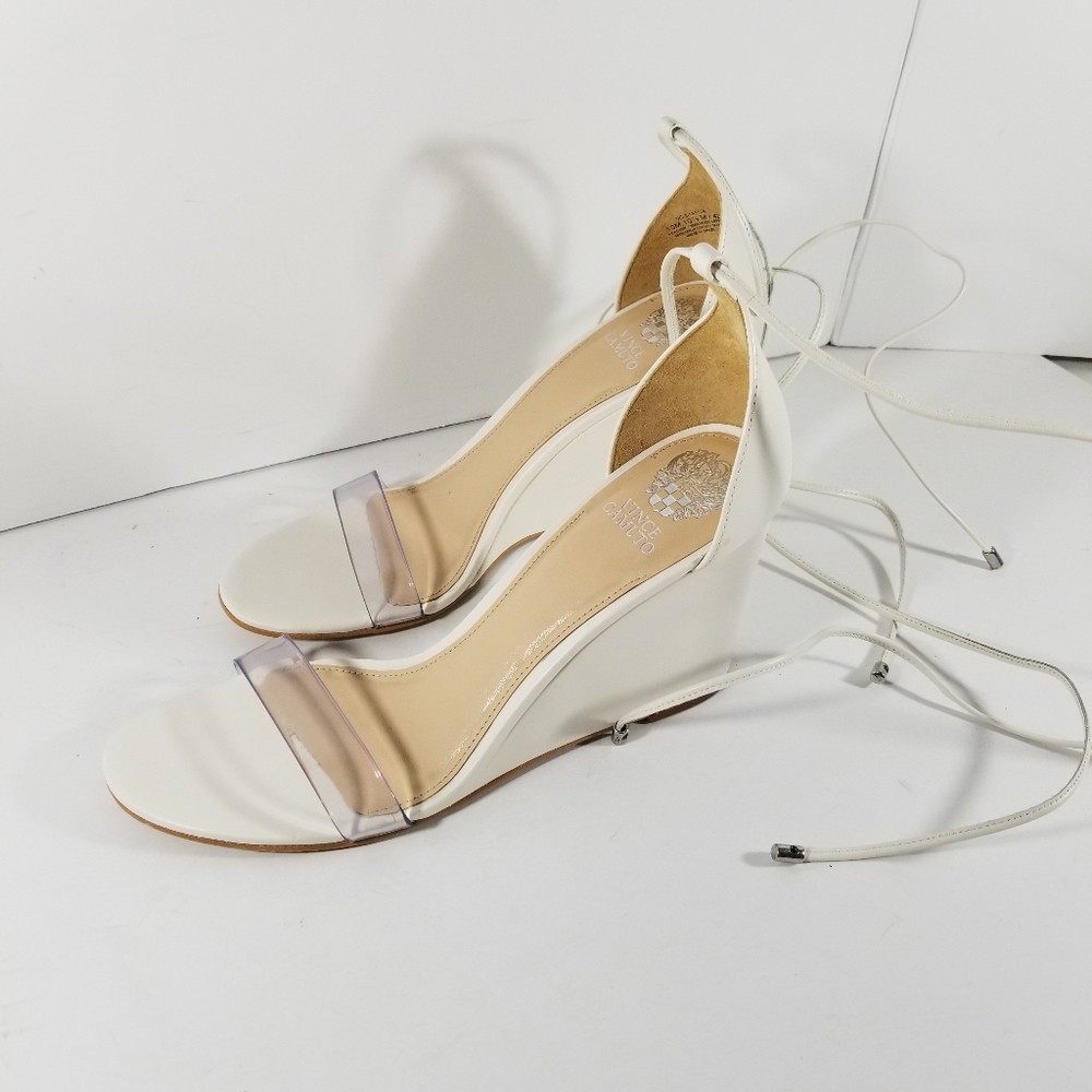 Vince Camuto Shoes Women's 10-10.5 Stassia Wedges Sandals White/Clear New